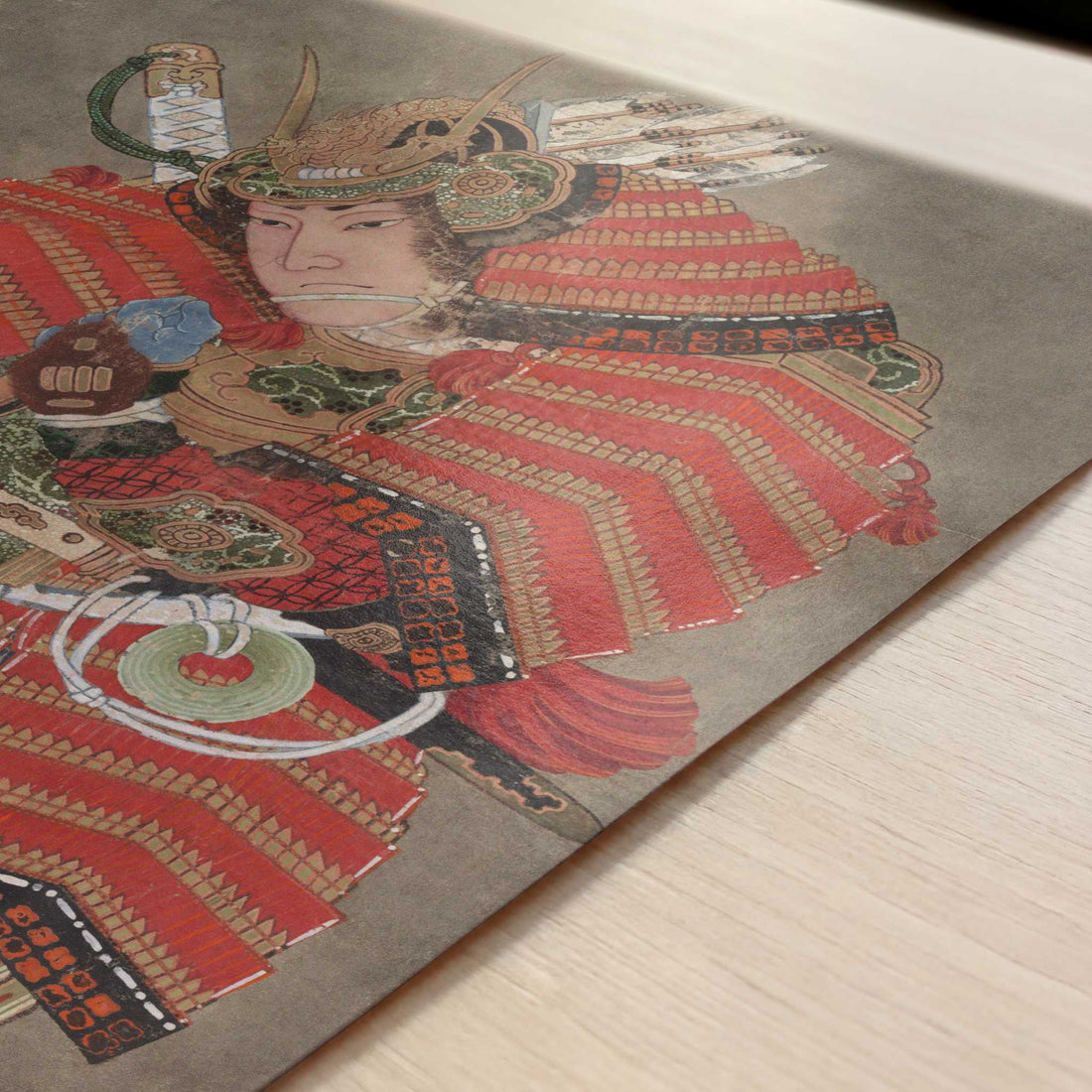 Minamoto no Yoshitsune (1830s) by Hokusai – Art Print - Close-up detail of the art print