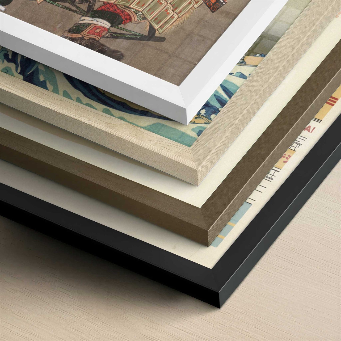 Minamoto no Yoshitsune (1830s) by Hokusai – Art Print - Close-up detail of the different frames