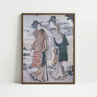 Mountain Upon Mountain, Geisha & Madam (1804) by Katsushika Hokusai – Art Print - Art print in dark wood frame