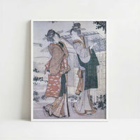 Mountain Upon Mountain, Geisha & Madam (1804) by Katsushika Hokusai – Art Print - Art print in white frame