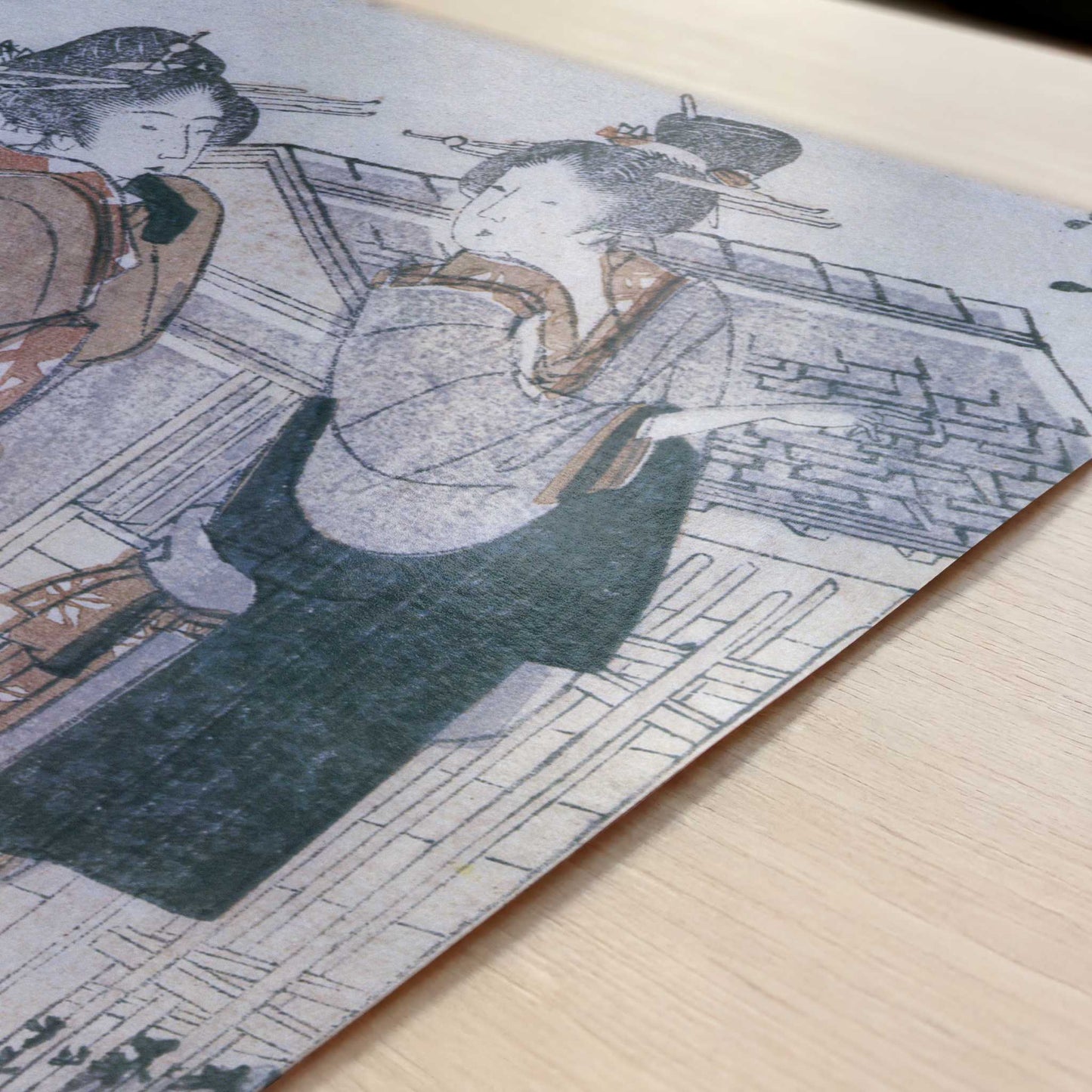 Mountain Upon Mountain, Geisha & Madam (1804) by Katsushika Hokusai – Art Print - Close-up detail of the art print