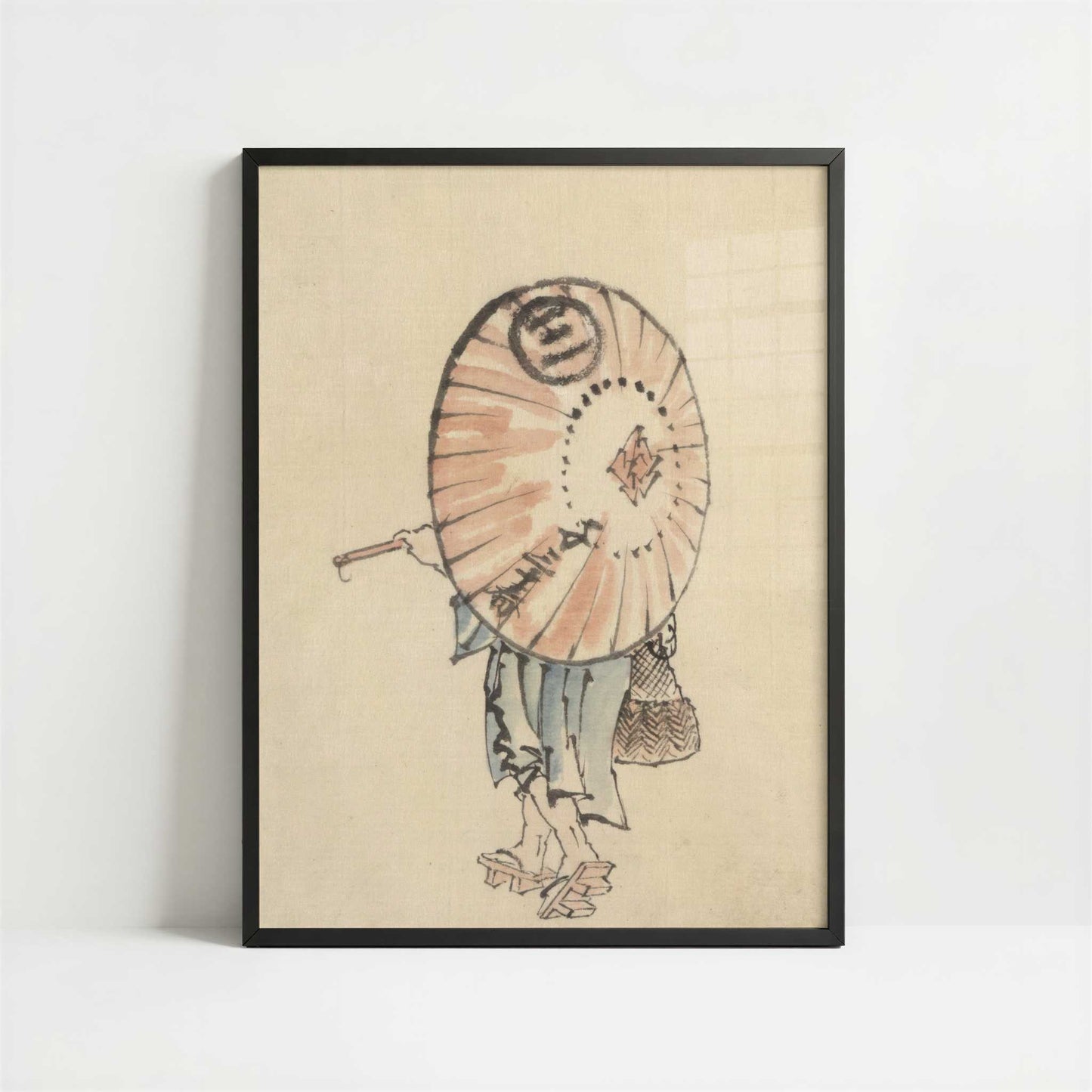 Person with Parasol (1830s) by Hokusai – Art Print - Art print in black frame