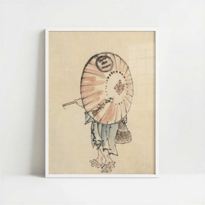 Person with Parasol (1830s) by Hokusai – Art Print - Art print in white frame