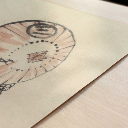 Person with Parasol (1830s) by Hokusai – Art Print - Close-up detail of the art print