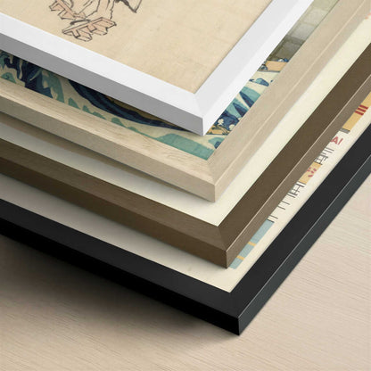 Person with Parasol (1830s) by Hokusai – Art Print - Close-up detail of the different frames