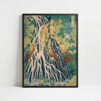 Pilgrims at Kirifuri Waterfall (1831-2) by Hokusai – Art Print - Art print in black frame