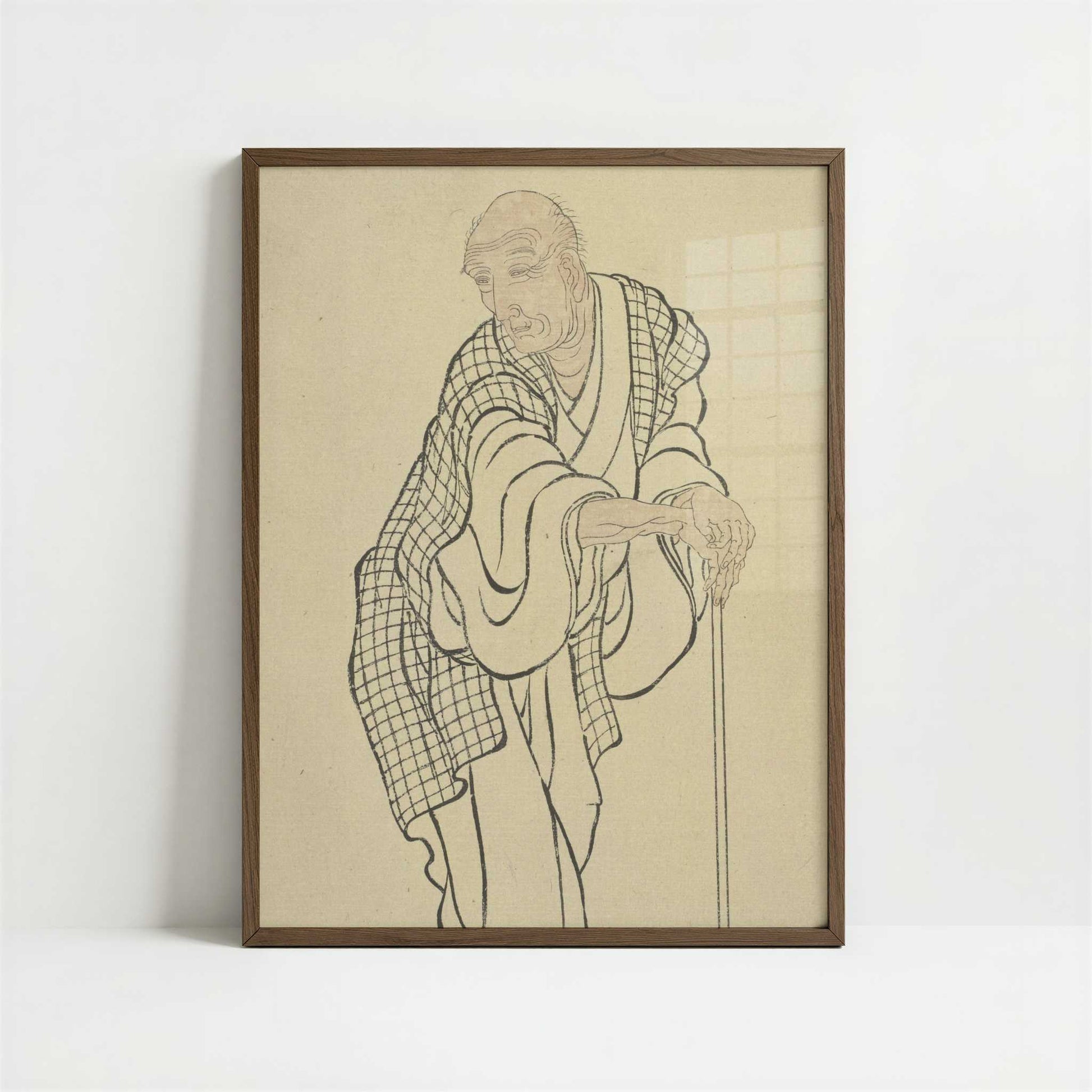 Self-portrait as an Old Man (c. 1840s) by Katsushika Hokusai – Art Print - Art print in dark wood frame