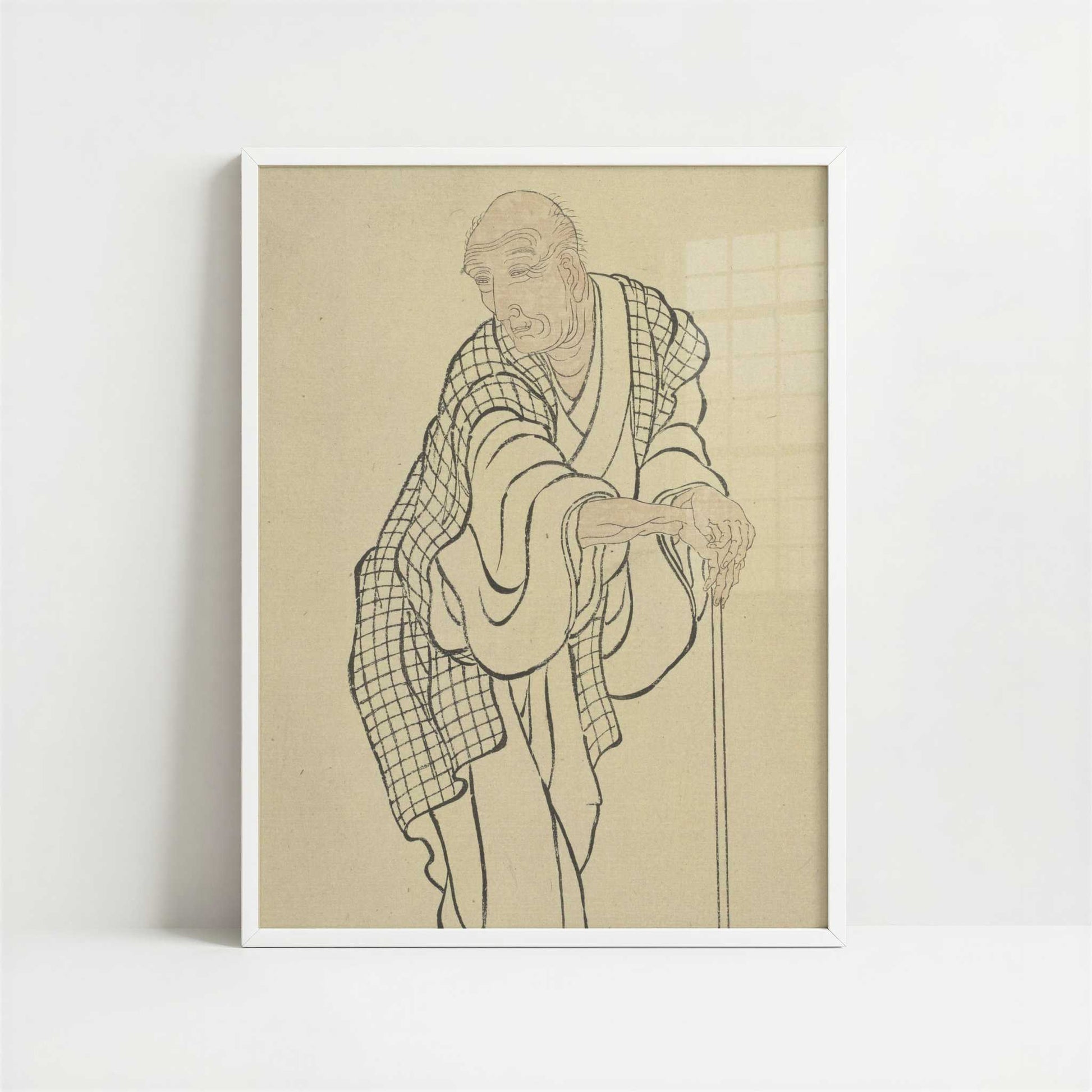 Self-portrait as an Old Man (c. 1840s) by Katsushika Hokusai – Art Print - Art print in white frame