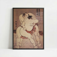 Sumo Wrestlers in the Ring (1780s) by Hokusai – Art Print - Art print in black frame