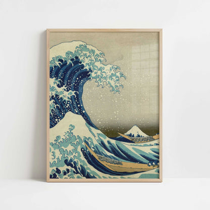 The Great Wave off Kanagawa (1826-33) by Hokusai – Art Print - Art print in oak frame
