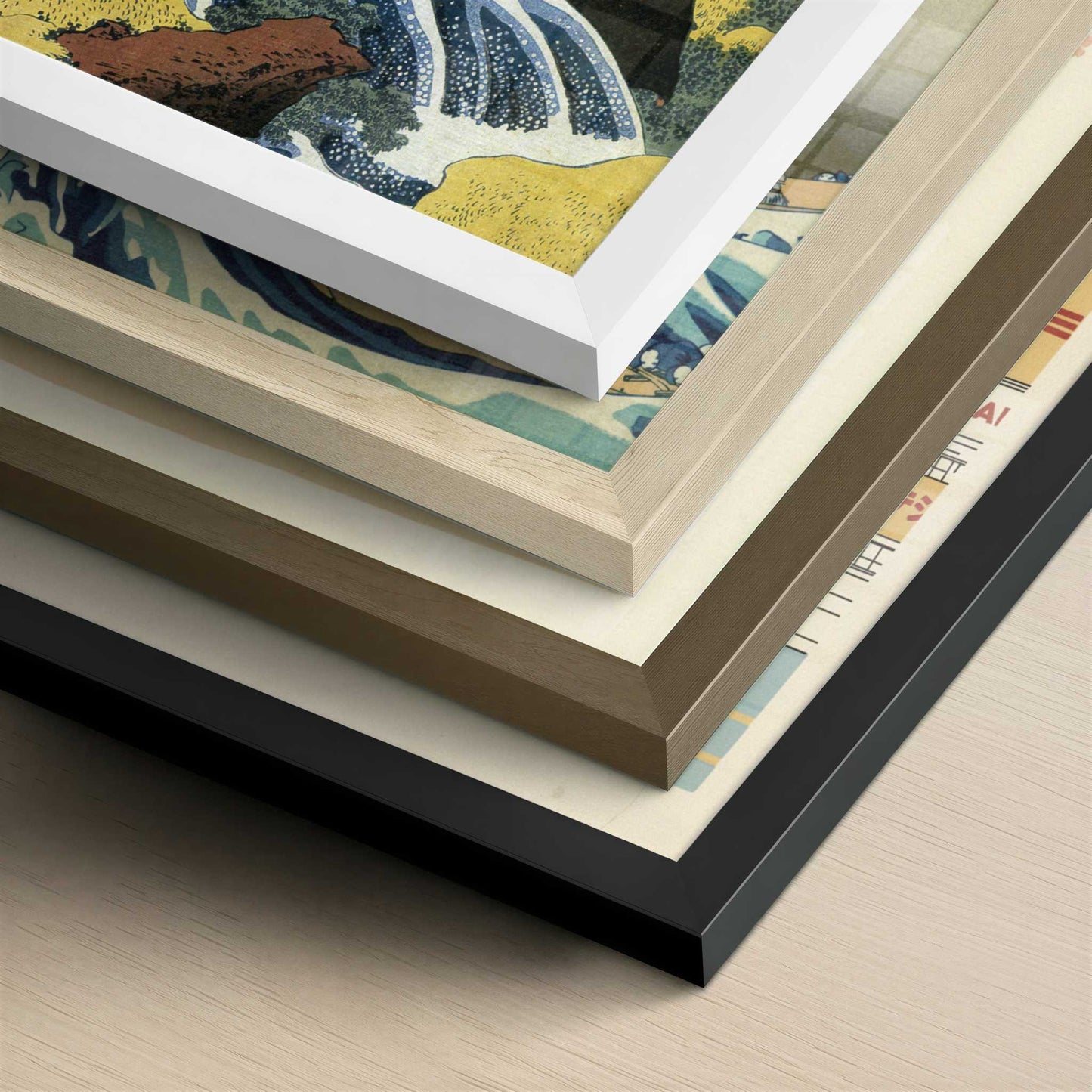 The Horse-washing Falls (c.1833) by Katsushika Hokusai – Art Print - Close-up detail of the different frames