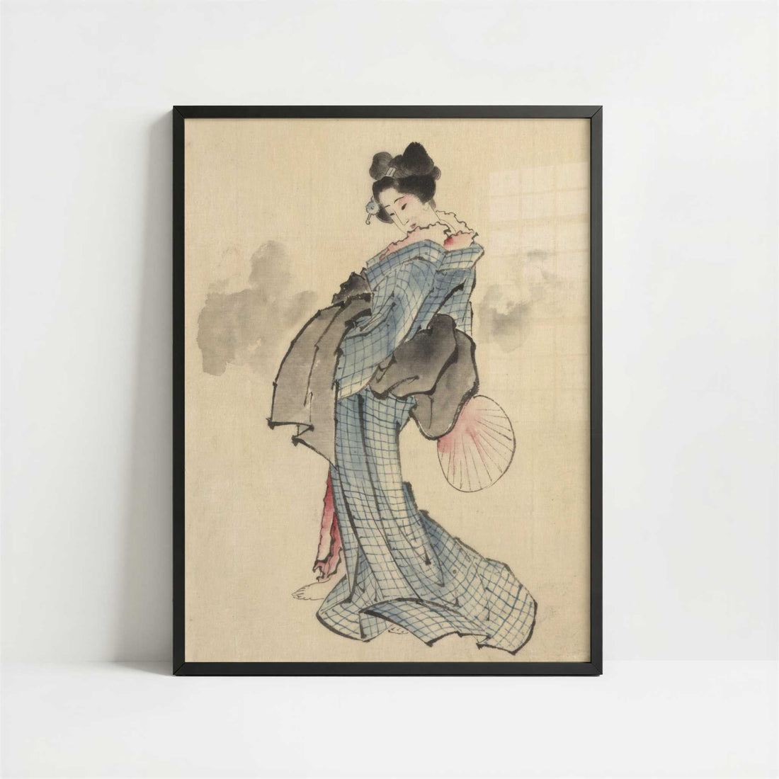 Woman, Full-Length Portrait (1830s) by Hokusai – Art Print - Art print in black frame