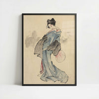 Woman, Full-Length Portrait (1830s) by Hokusai – Art Print - Art print in black frame