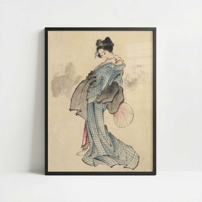 Woman, Full-Length Portrait (1830s) by Hokusai – Art Print - Art print in black frame