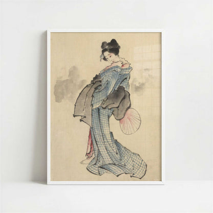 Woman, Full-Length Portrait (1830s) by Hokusai – Art Print - Art print in white frame