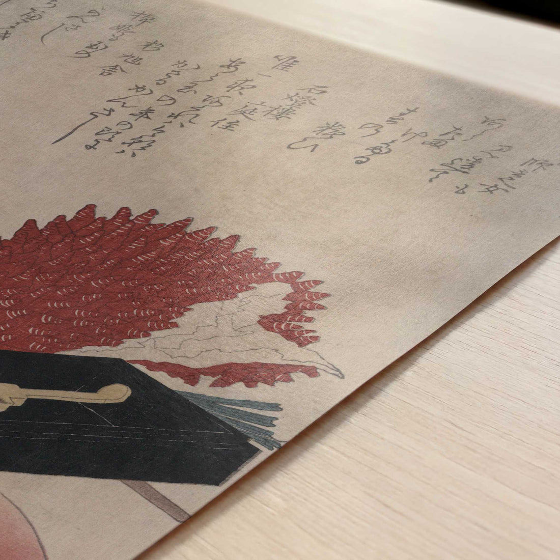 Shibori, Hairpin, and Lip Color Bowl (1818–1830) by Hidenobu – Art Print - Close-up detail of the art print