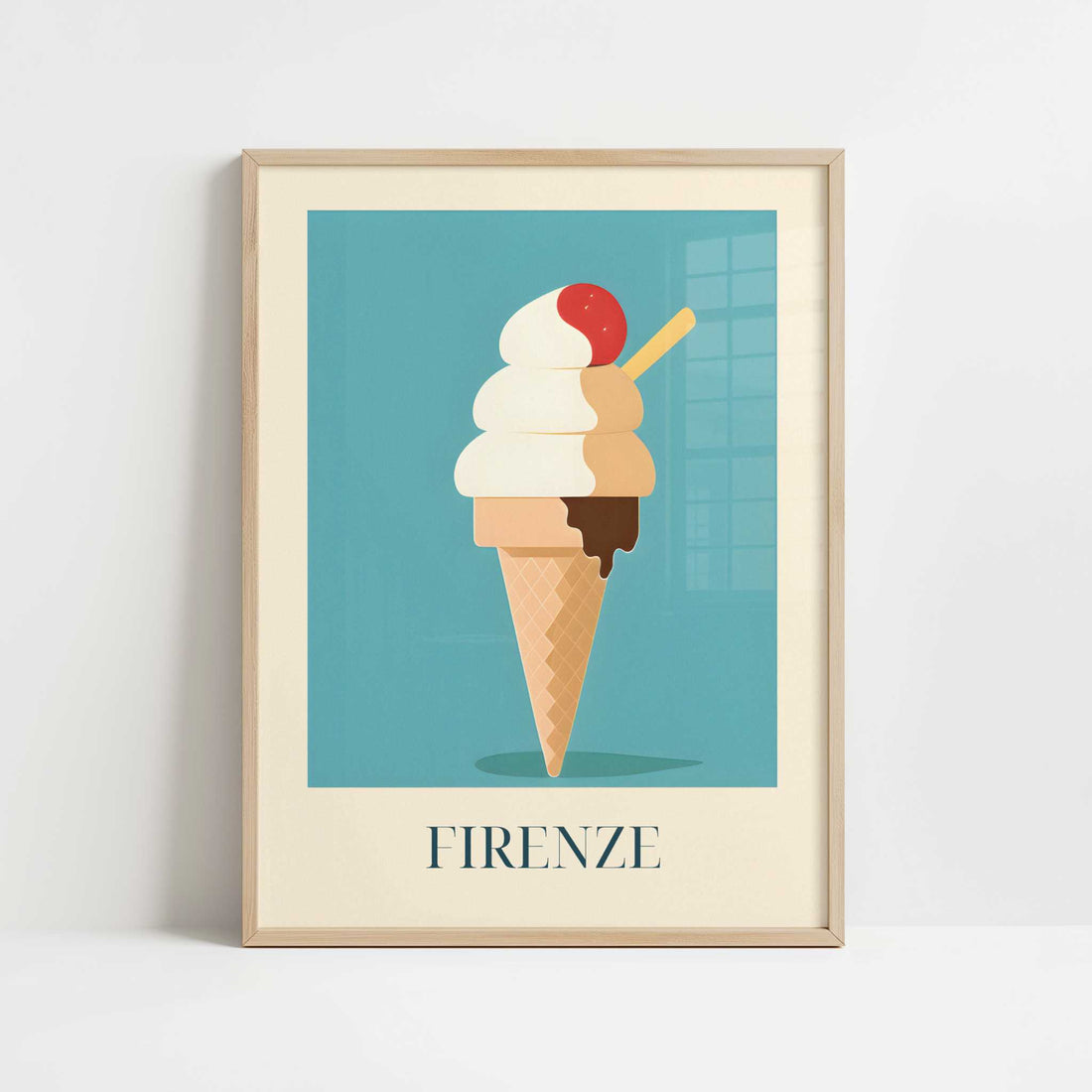 Ice Cream from Firenze, Italy - Art Print - Art print in oak frame