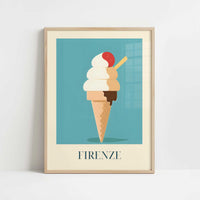 Ice Cream from Firenze, Italy - Art Print - Art print in oak frame