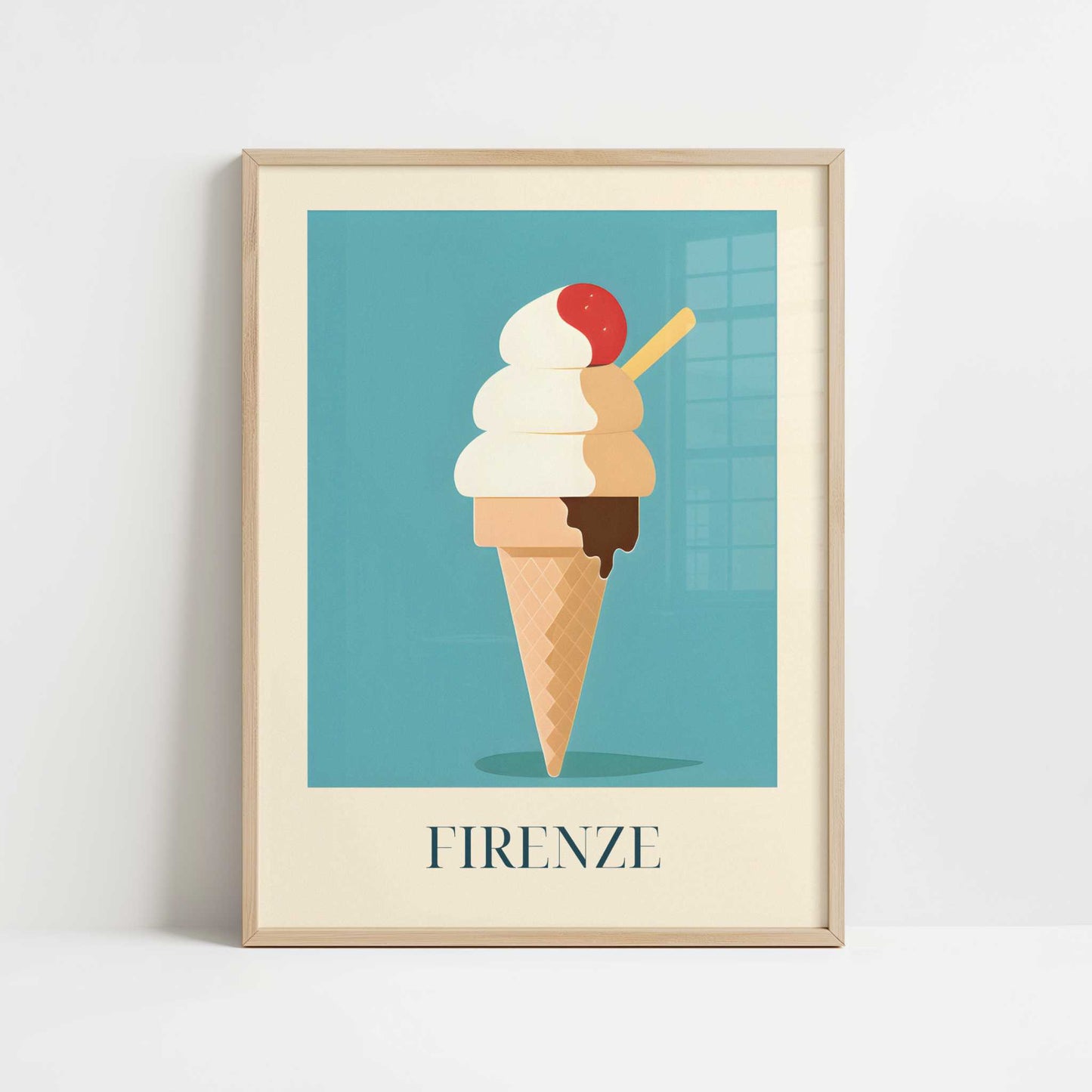 Ice Cream from Firenze, Italy - Art Print - Art print in oak frame