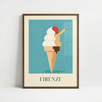 Ice Cream from Firenze, Italy - Art Print - Art print in dark wood frame