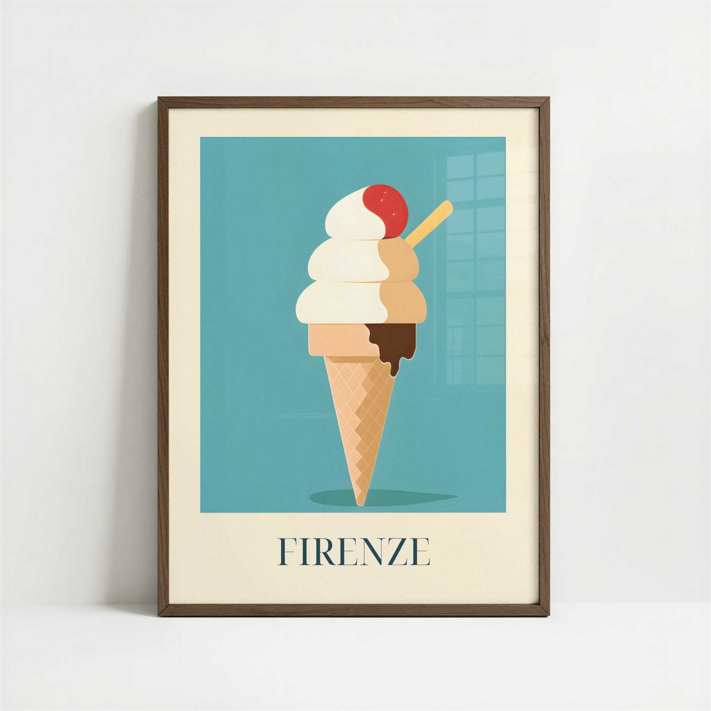 Ice Cream from Firenze, Italy - Art Print - Art print in dark wood frame
