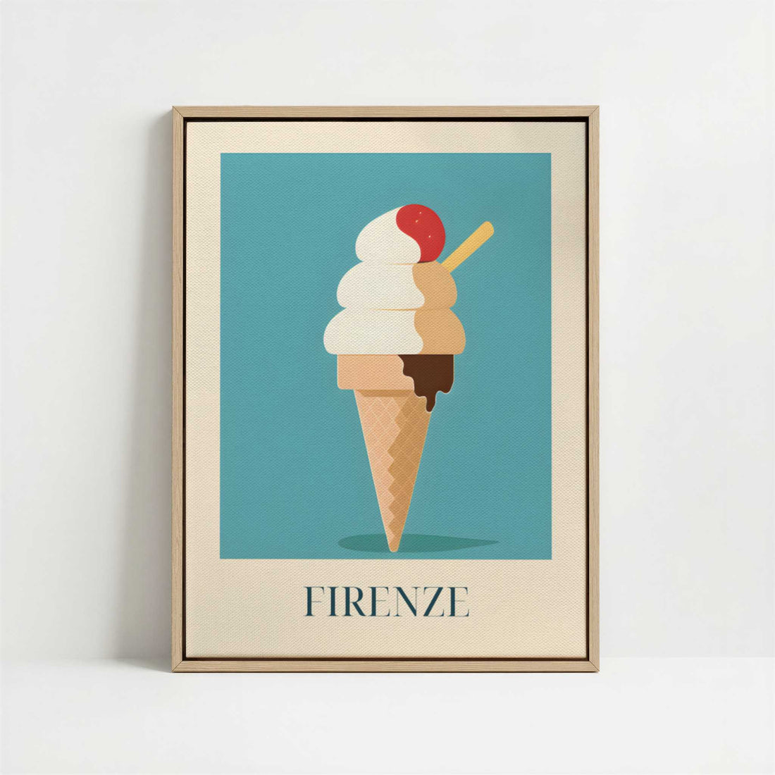 Framed Canvas - Framed canvas in oak color frame
