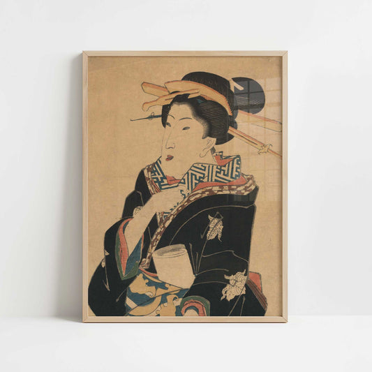Geisha (1825–1830) by Ikeda Eisen – Art Print - Art print in oak frame