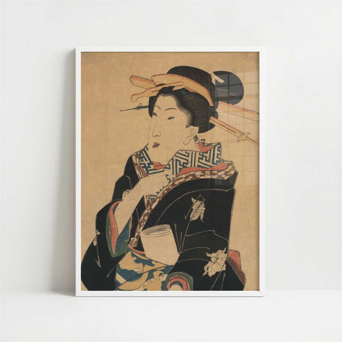 Geisha (1825–1830) by Ikeda Eisen – Art Print - Art print in white frame