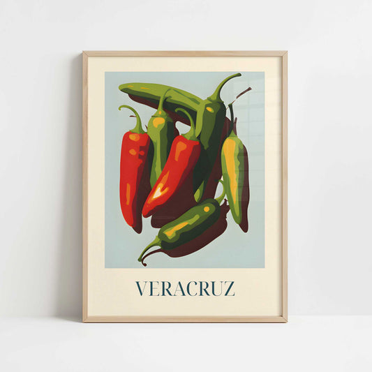 Jalapeños from Veracruz, Mexico - Art Print - Art print in oak frame