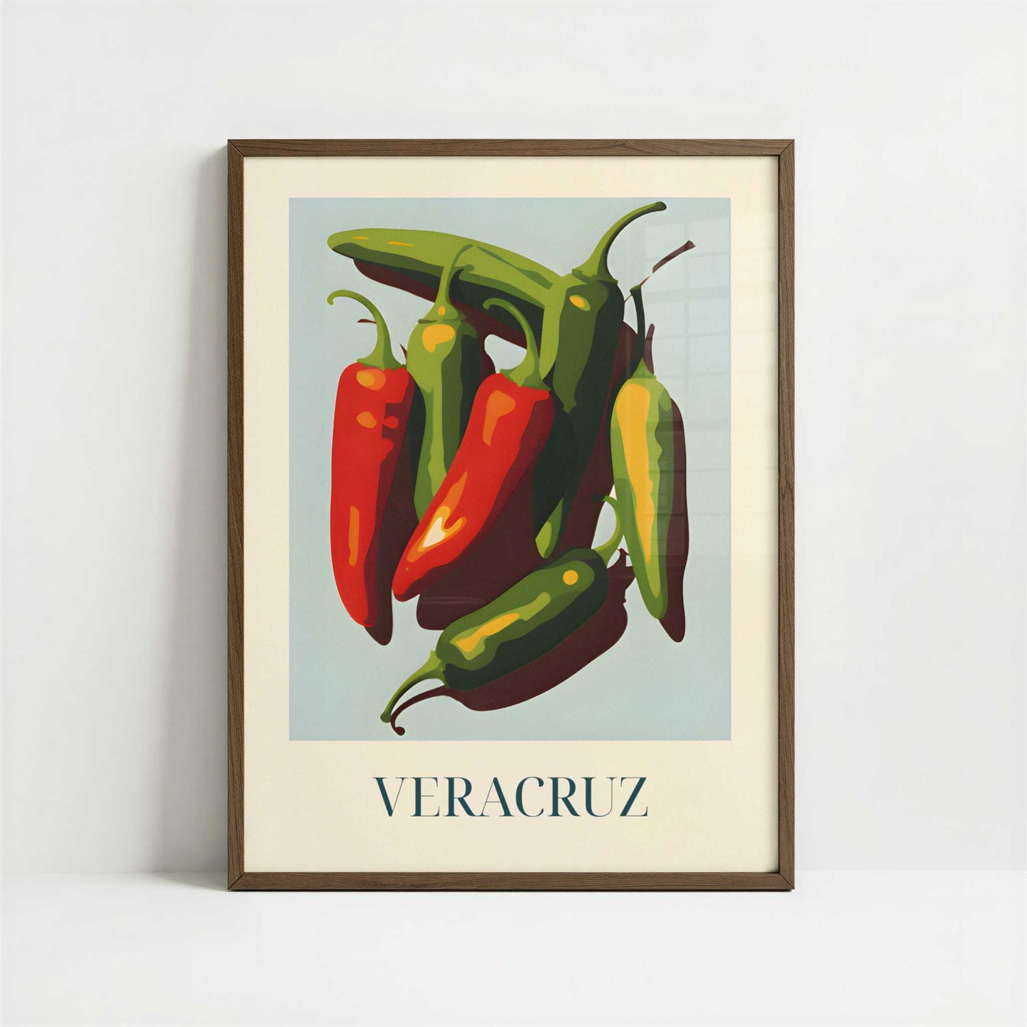 Jalapeños from Veracruz, Mexico - Art Print - Art print in dark wood frame