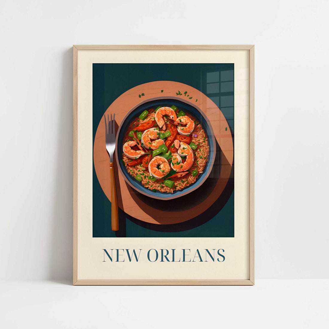 Jambalaya from New Orleans, United States - Art Print - Art print in oak frame