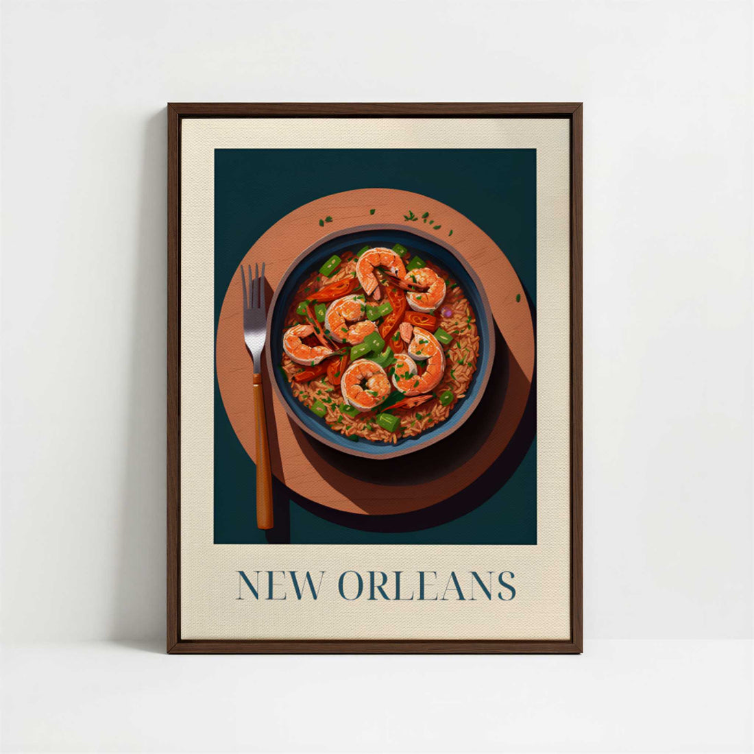 Framed Canvas - Framed canvas in dark wood color frame
