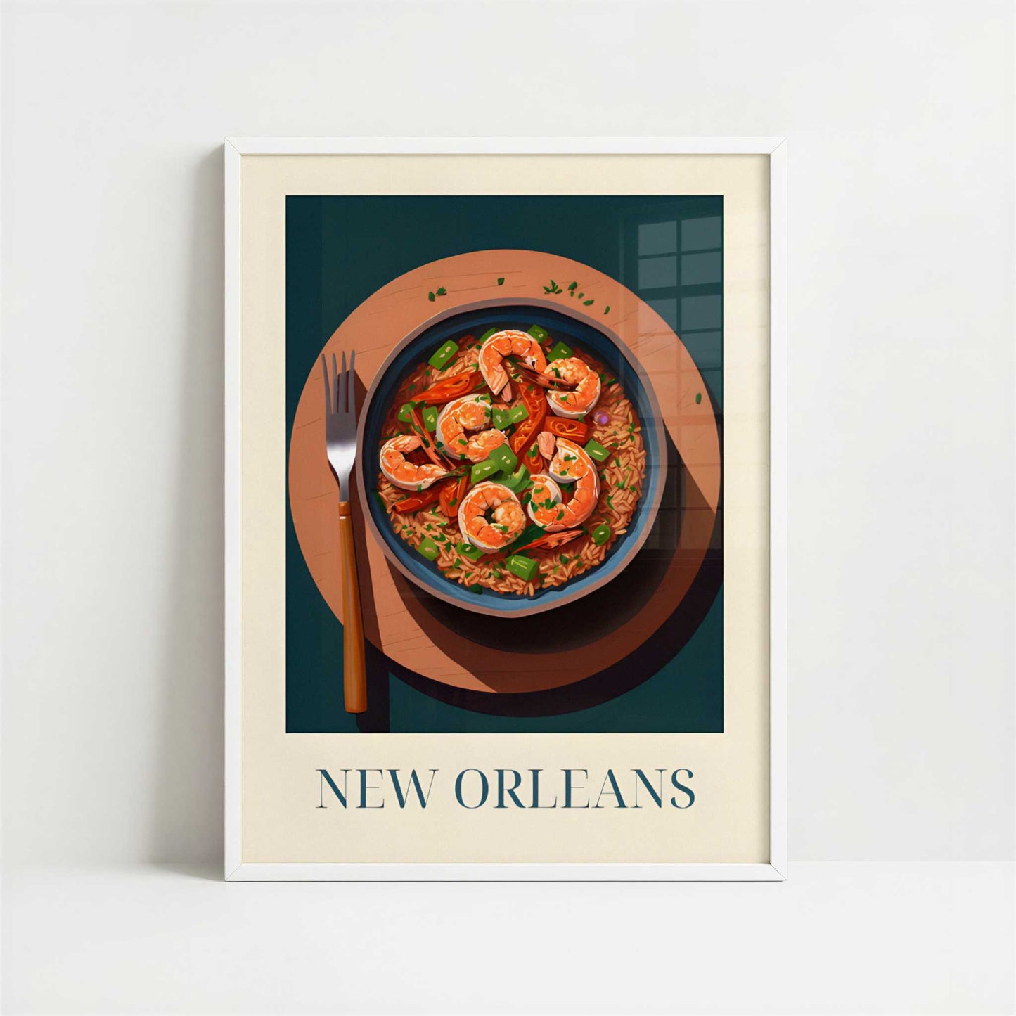 Jambalaya from New Orleans, United States - Art Print - Art print in white frame