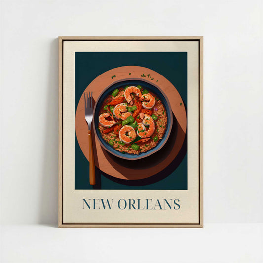 Framed Canvas - Framed canvas in oak color frame