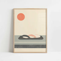 Just a Plate of Sushi - Art Print - Art print in oak frame