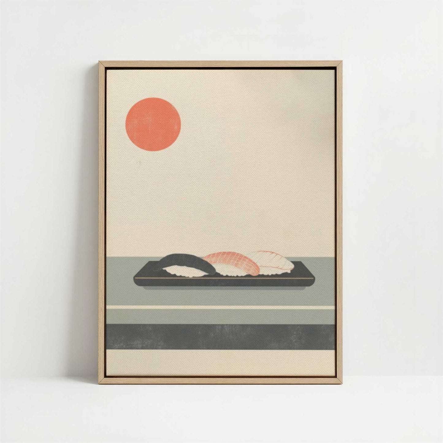 Framed Canvas - Framed canvas in oak color frame