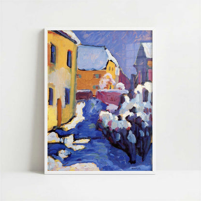 Cemetary & Vicarage in Kochel (1909) by Kandinsky – Art Print - Art print in white frame