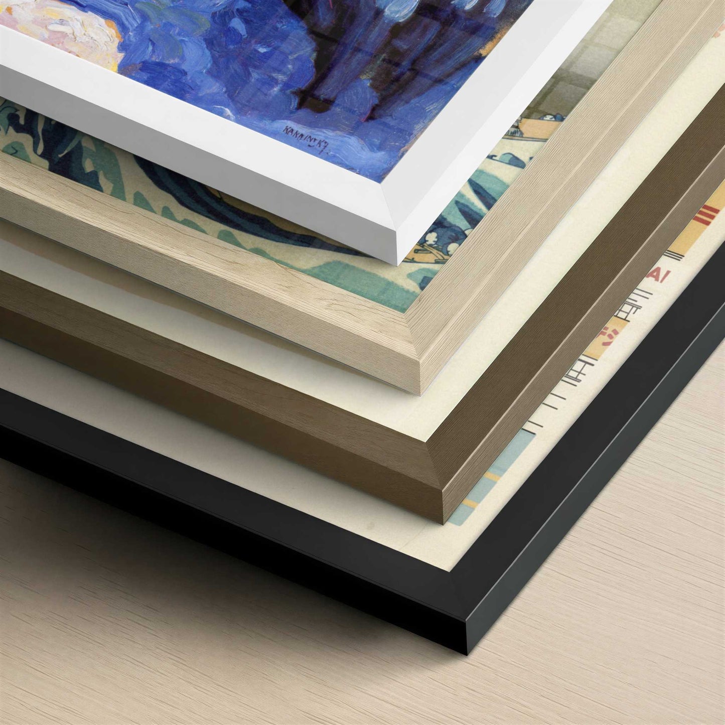 Cemetary & Vicarage in Kochel (1909) by Kandinsky – Art Print - Close-up detail of the different frames