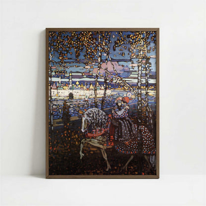 Couple Riding (1906) by Wassily Kandinsky – Art Print - Art print in dark wood frame
