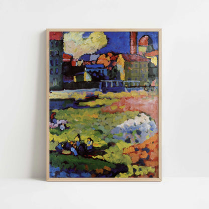 Munich-Schwabing with Church of St Ursula (1908) by Kandinsky – Art Print - Art print in oak frame