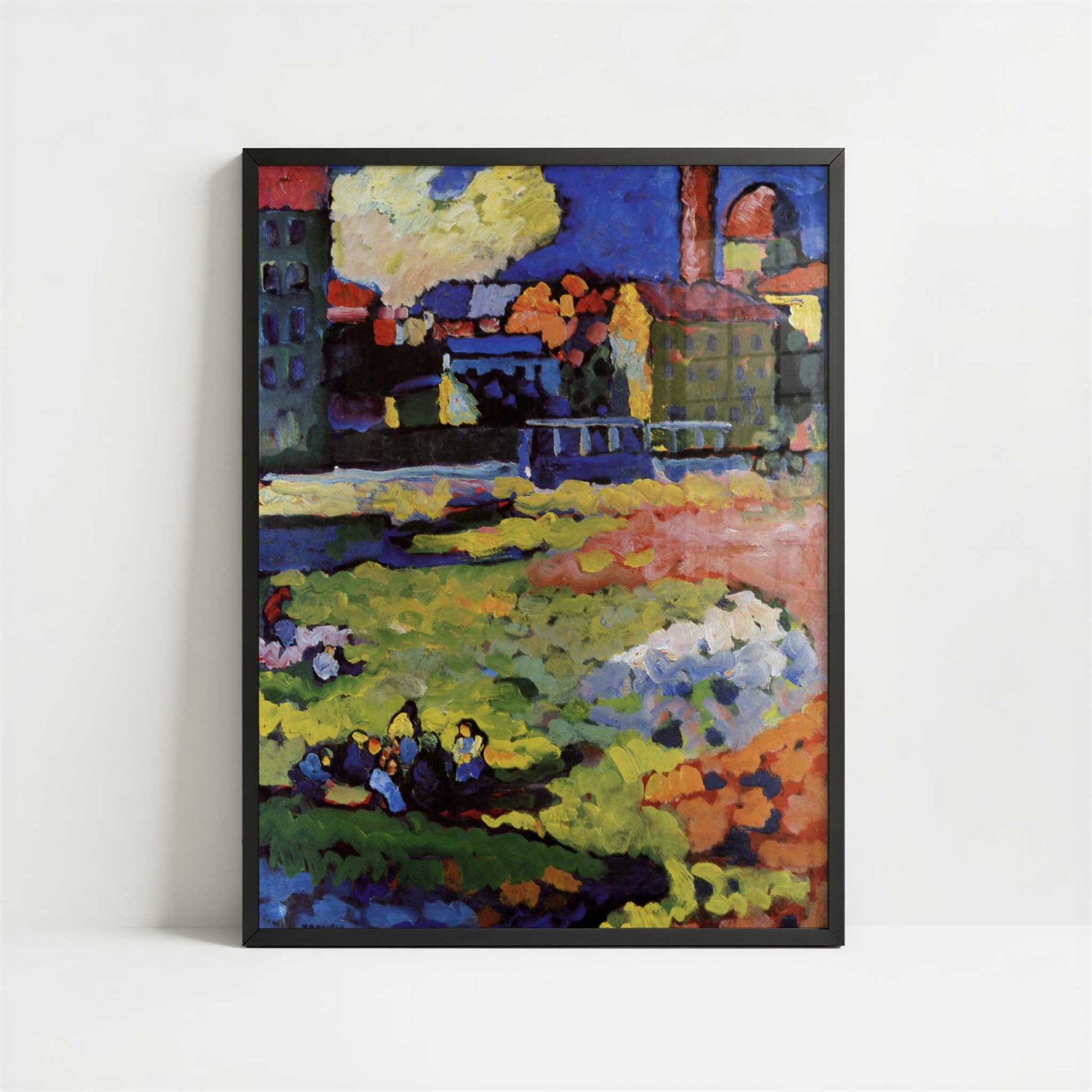 Munich-Schwabing with Church of St Ursula (1908) by Kandinsky – Art Print - Art print in black frame