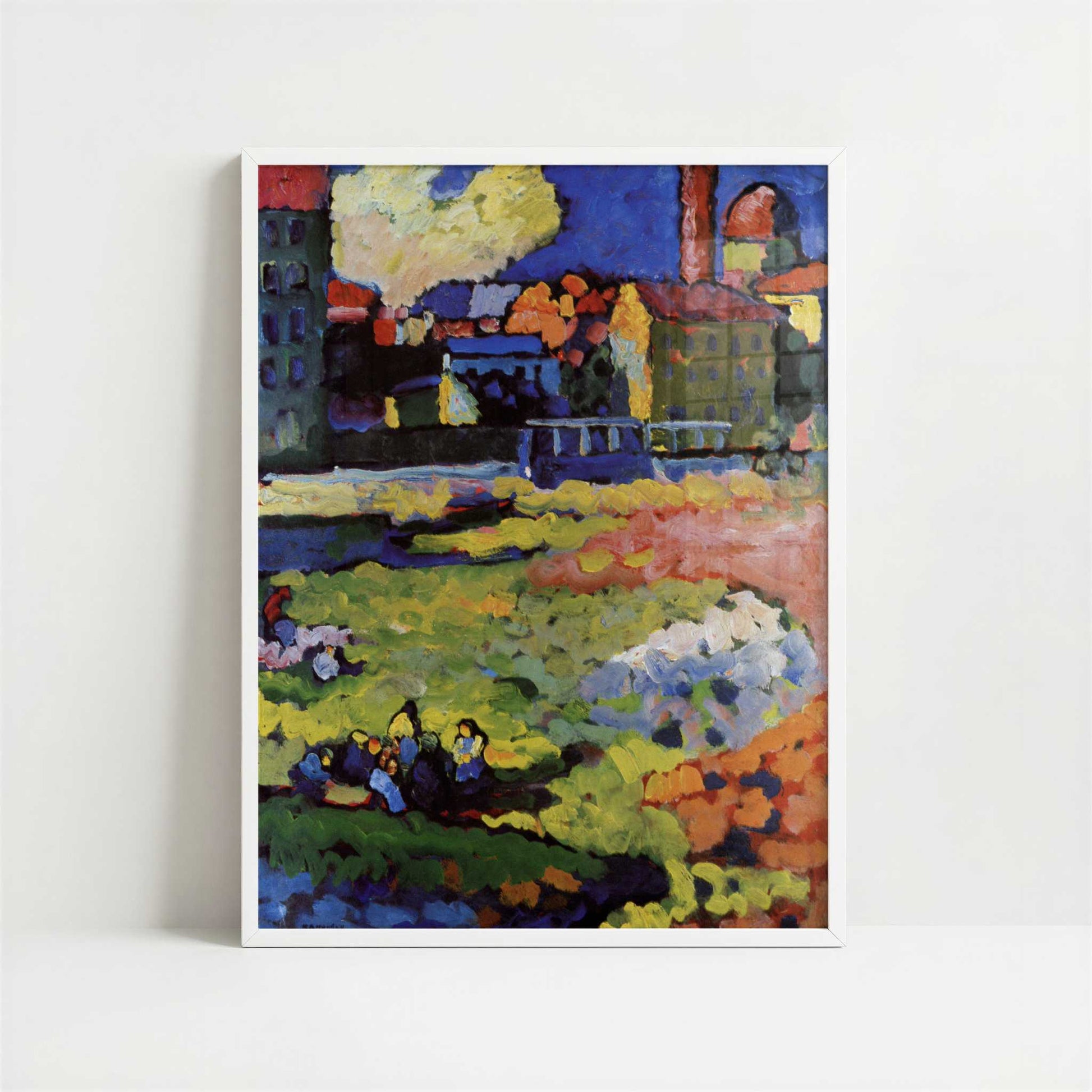 Munich-Schwabing with Church of St Ursula (1908) by Kandinsky – Art Print - Art print in white frame