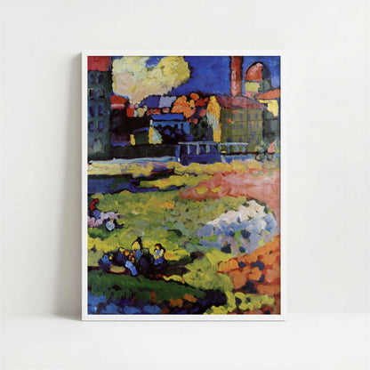 Munich-Schwabing with Church of St Ursula (1908) by Kandinsky – Art Print - Art print in white frame