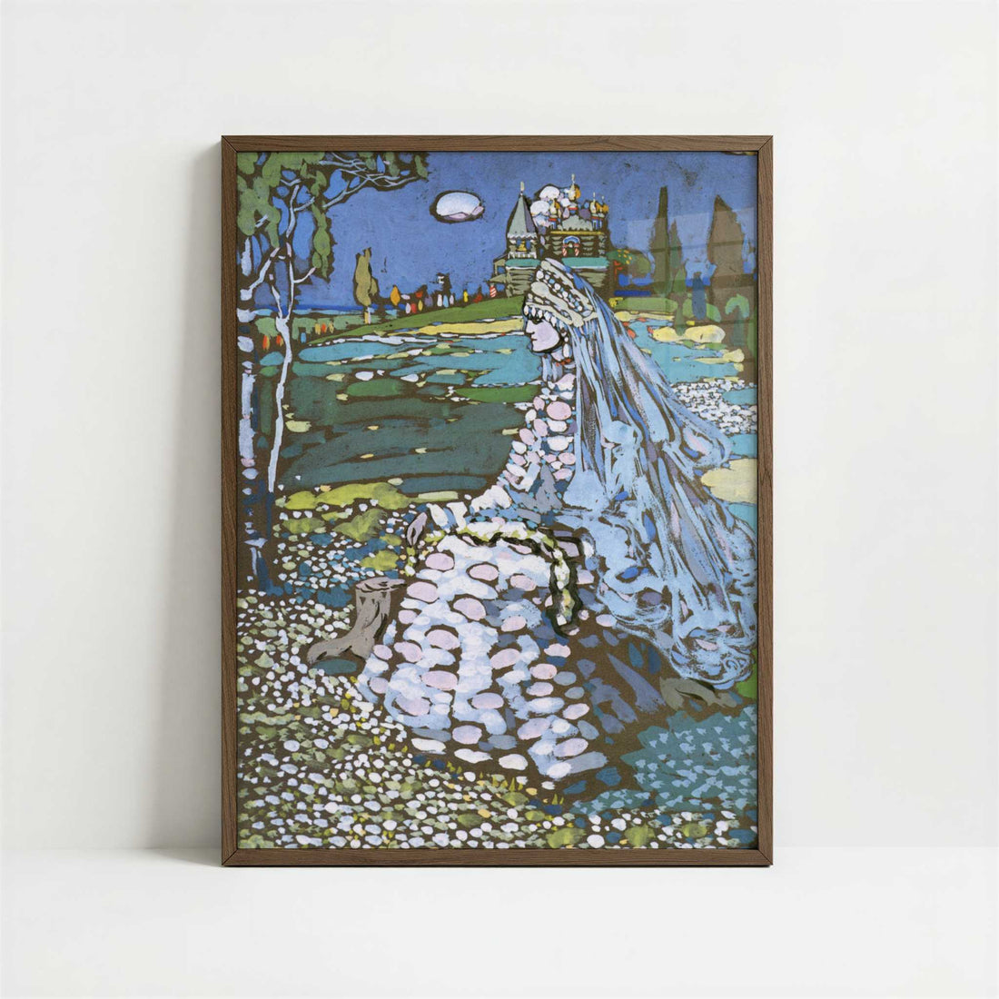 Russian Beauty in a Landscape (1903-4) by Wassily Kandinsky – Art Print - Art print in dark wood frame