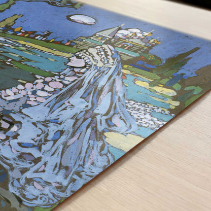 Russian Beauty in a Landscape (1903-4) by Wassily Kandinsky – Art Print - Close-up detail of the art print