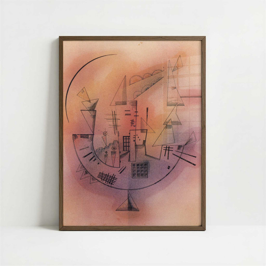 Supporting Circle (1929) by Wassily Kandinsky – Art Print - Art print in dark wood frame
