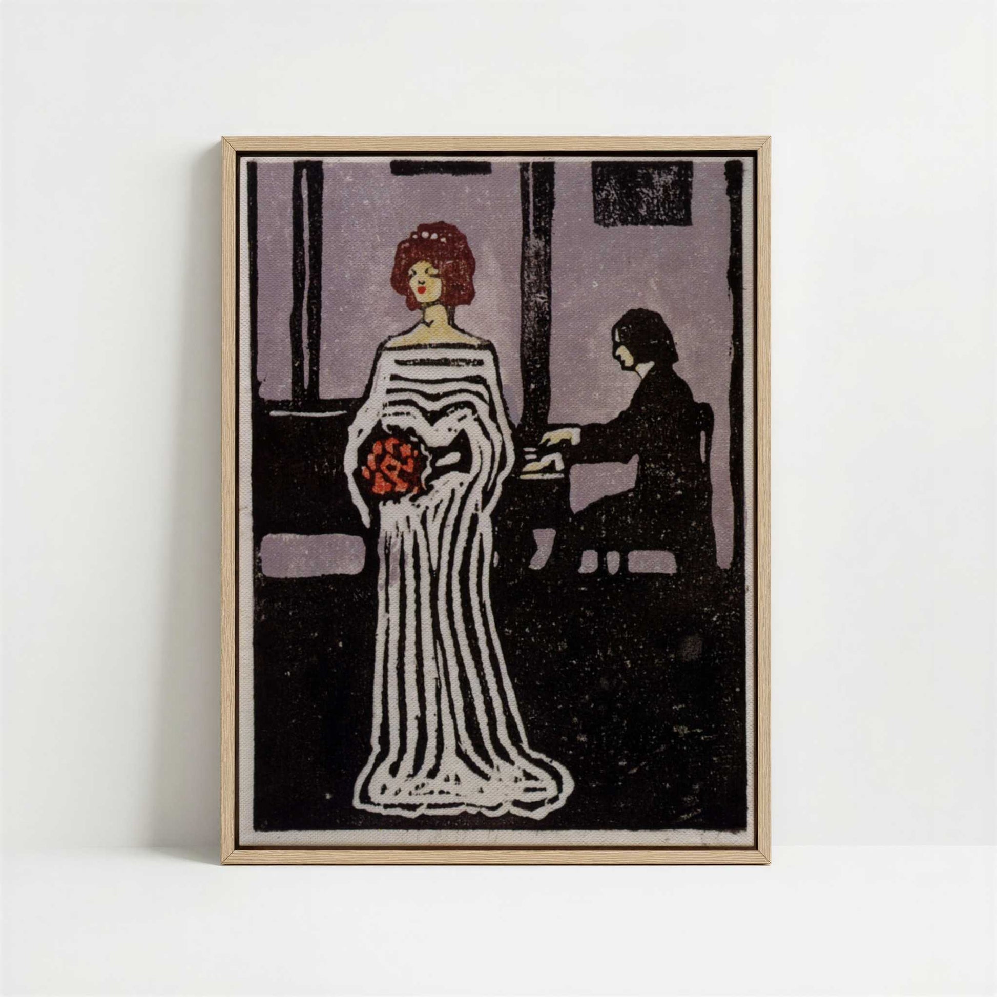 Framed Canvas - Framed canvas in oak color frame