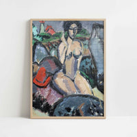 Bather between Rocks (1912) by Ernst Ludwig Kirchner – Art Print - Art print in oak frame