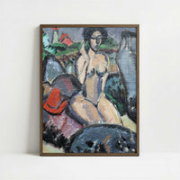 Bather between Rocks (1912) by Ernst Ludwig Kirchner – Art Print - Art print in dark wood frame