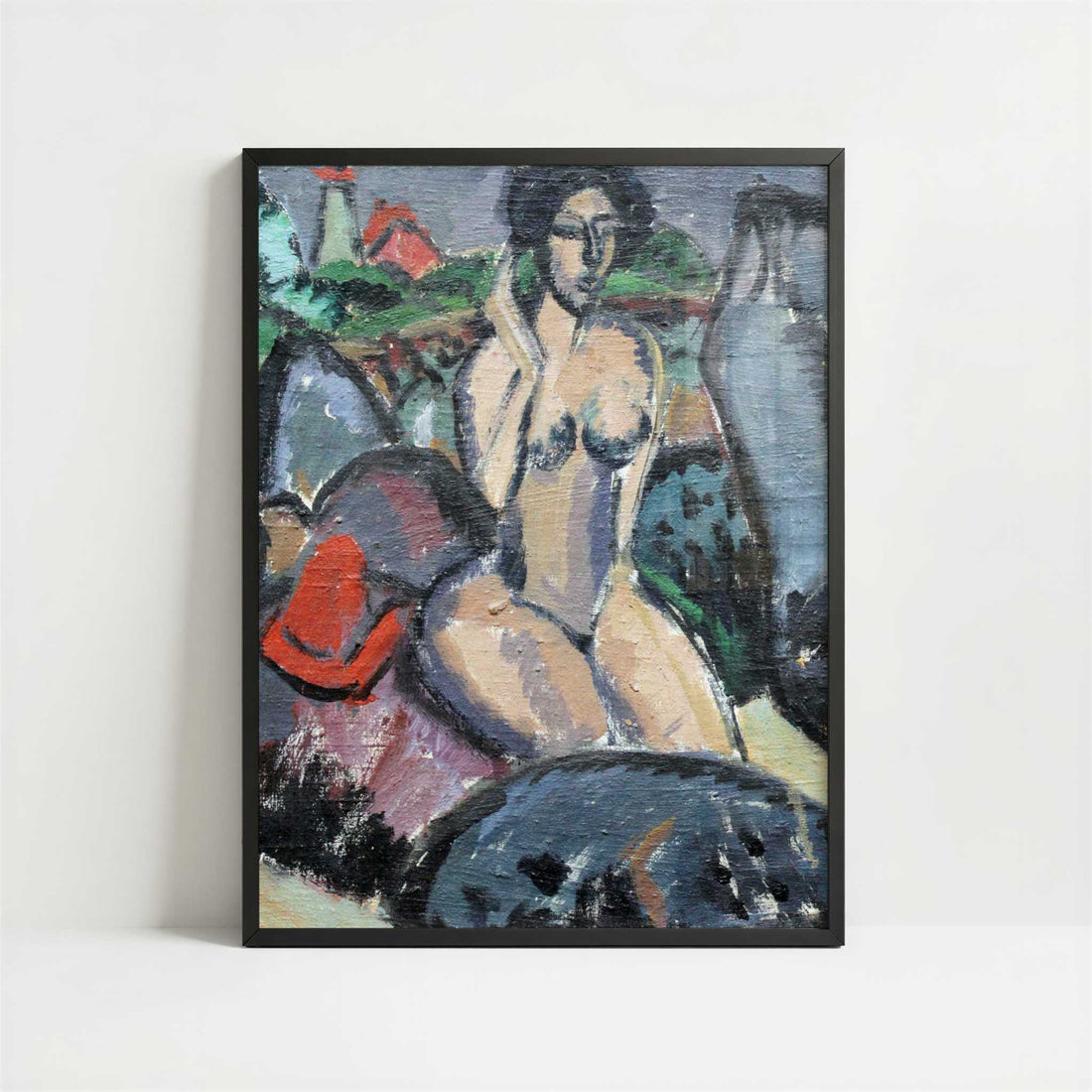 Bather between Rocks (1912) by Ernst Ludwig Kirchner – Art Print - Art print in black frame